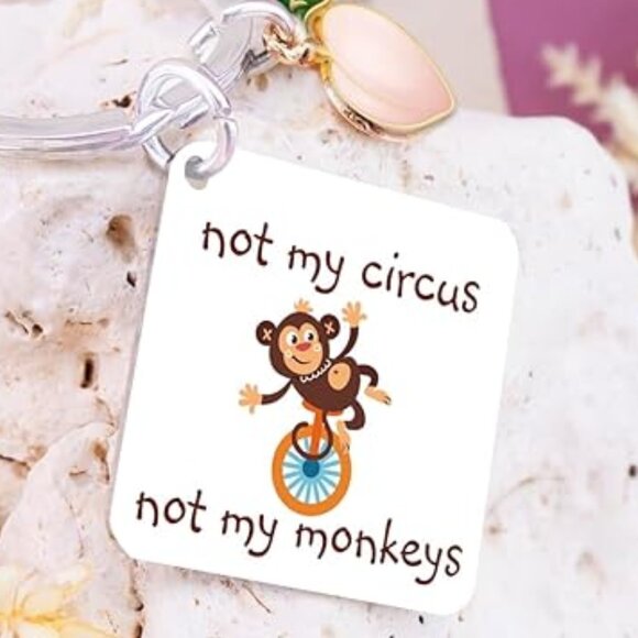 Monkey Keychain - Not My Circus Not My Monkeys Bag Charm - Picture 1 of 4